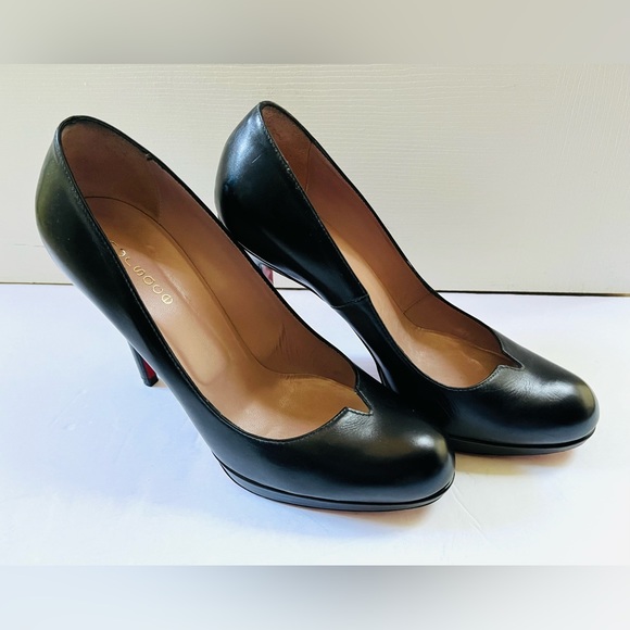 Stunning stiletto shoes shiny Black Real Leather heels pump with Platform Eur 40 - Picture 5 of 16